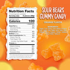 Sour Bears Gummy Candy | 1 Pound Bag | Orange Sour Candy | Vegan Gummies | Gummy Candies for Party Favors, Buffets, and Goodie Bags | Gelatin Free Treat