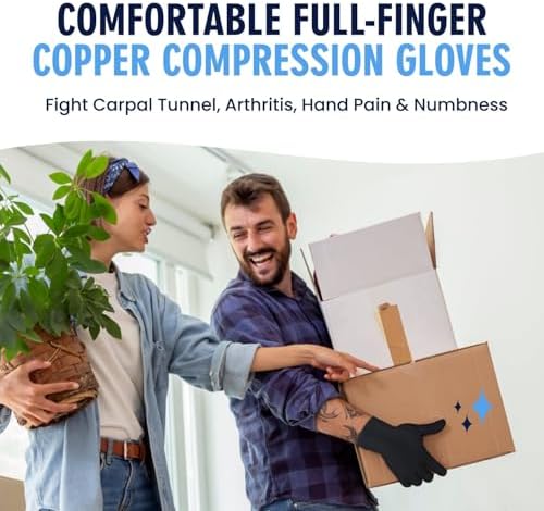 Dr. Frederick's Original Copper Compression Arthritis Gloves - Doctor-Developed Hand Pain Relief for Arthritis, Carpal Tunnel & Tendonitis - All-Day Comfort, Typing & Daily Use - Full Finger, Large