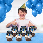 Blue Video Game Controller Cupcake Toppers, Set of 42 – Gamer-Themed Decorations for Birthdays and Events by Pretty Cute Studios