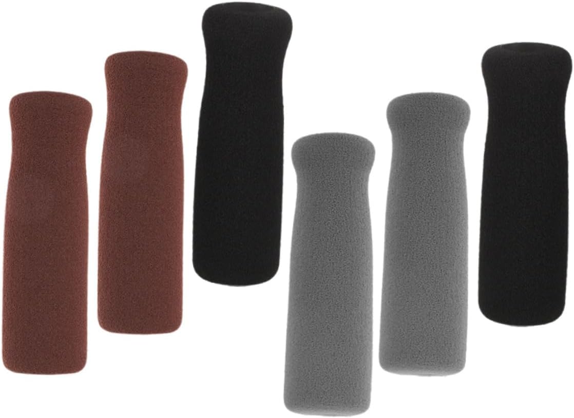 6pcs Walking Cane Handle Wraps Soft Breathable Non Slip Grip Covers for Elderly Crutch Parts Comfortable Protective Hand Grips for Standard Walking Stick Handles Black Gray Brown