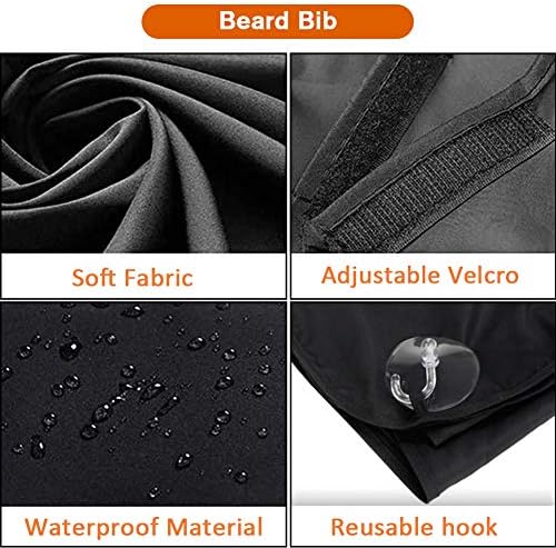Beard Bib Apron for Men, Father's Day Gift Beard Trimming Catcher Bib for Shaving & Hair Clippings, Waterproof Non-Stick Hair Catcher Grooming Cloth with 2 Suction Cups