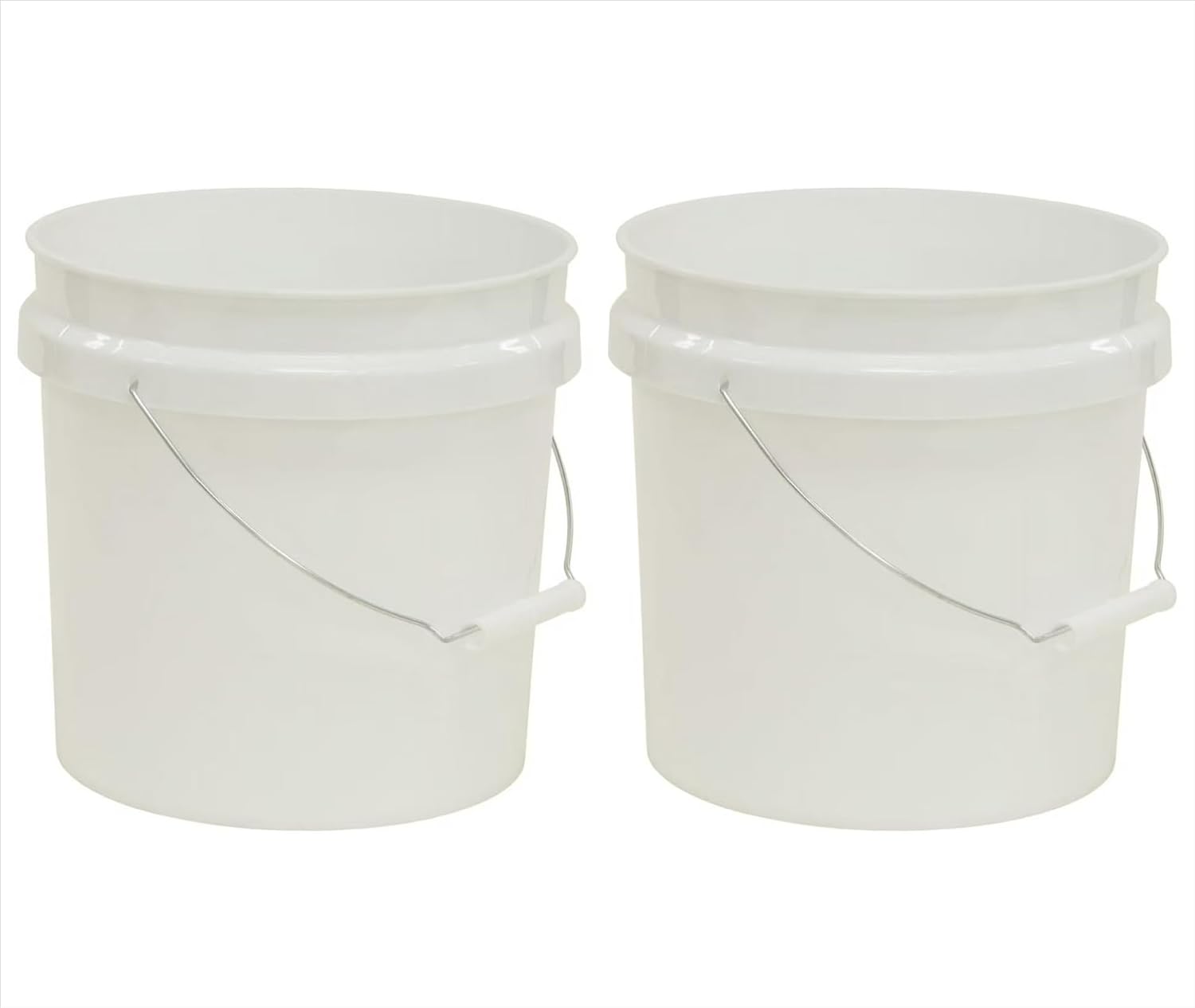 (2 Pack) 2 Gallon Round Comfort Handle Plastic Utility Bucket, White,Durable Round Cleaning and Storage Pails for Home, Garage, Garden