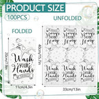 100 Pcs Disposable Hand Towels for Bathroom Paper Towels for Guests 3 Ply Wash Your Hands Bathroom Etiquette Guest Napkins for Powder Room Wedding Birthday Holiday Anniversary, Black White