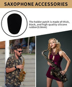 64Pcs 0.8mm Thick Saxophone and Clarinet Mouthpiece Cushion - Alto/Tenor Sax Mouthpiece Patches Pads Cushions - Oval Rubber Strong Adhesive for Beginners Musicians - Black