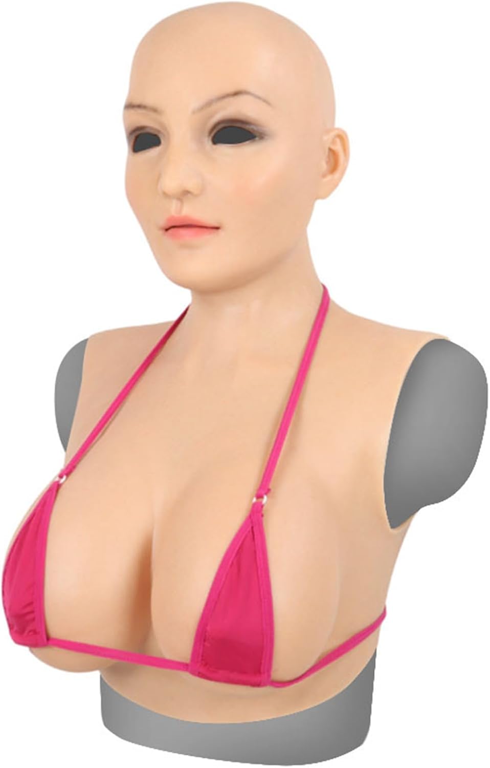 Realistic Silicone Female Head Mask Hand-Made with Crossdresser Mask Breast Forms for Cosplay Drag Queen Halloween