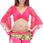 Tribal Belly Dance Lace Butterfly Sleeve Wrap Top, Top for Christmas