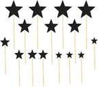 35 PCS Black Stars Cupcake Toppers Glitter Assembled Twinkle Star Cupcake Picks Bridal Shower Birthday Party Decorations for Wedding Engagement Birthday Party Cake Decorations Supplies Mixed Size Star