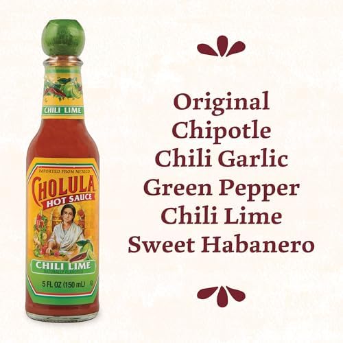 Cholula Hot Sauce Variety Pack, Product of Mexico, Gift Set Includes Six 5 Fl Oz Signature Cholula Hot Sauces for Eggs, Pizza, Mexican Dishes, and More, 30 fl oz