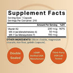 NatureBell Vitamin K2-240 Capsules - 200mcg Double Strength MK-7 & MK-4 Complex - Heart, Bone & Immune Health Support* - Complete K Vitamins Formula