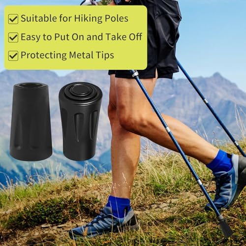 8 Pcs Trekking Pole Tips Replacement Protectors,Rubber Tips for Walking Sticks Tips Accessories,Rubber feet Hiking Pole Tips,Fits Most Standard Hiking,Trekking,Walking Poles(Black).