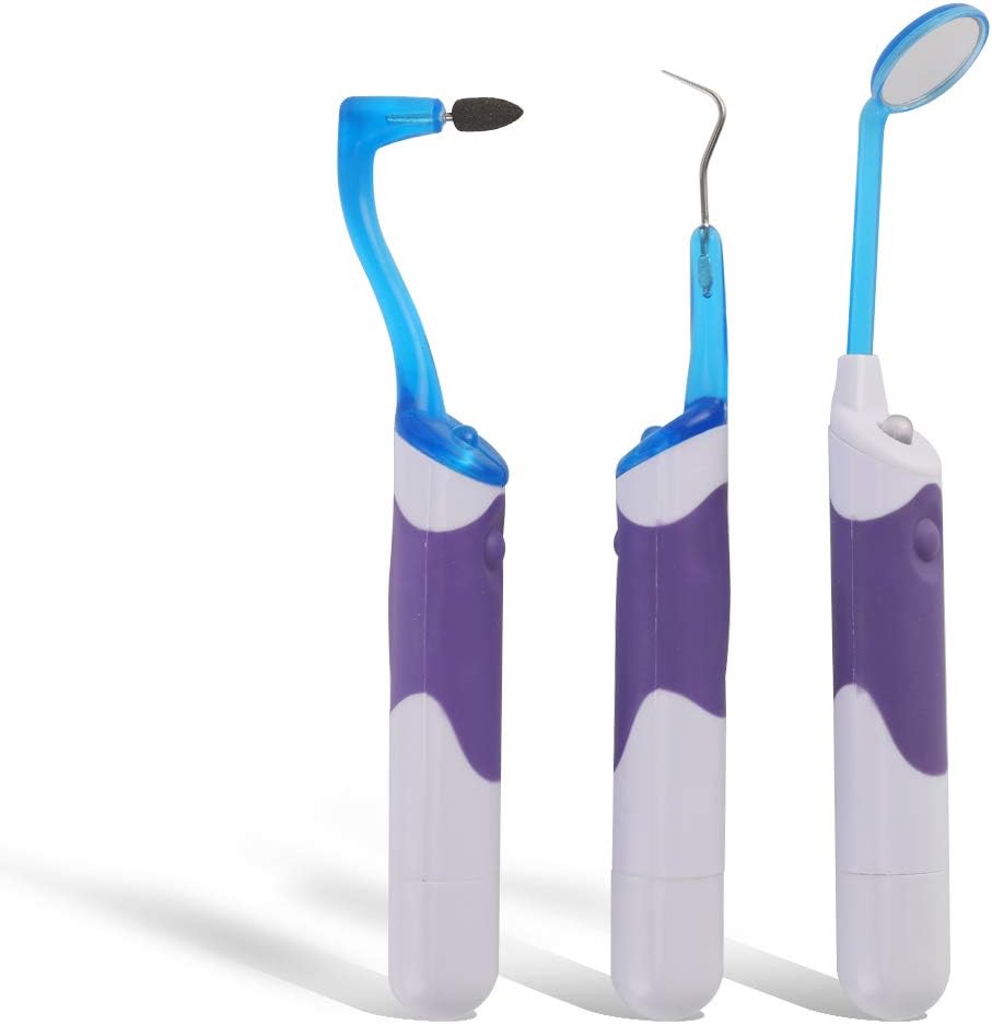 Tooth Stain Remover Tool Oral Care Cleaning Kit with LED Light for Dentist, Family Oral Cleaning, Dental Scraper Tooth Pick Hygiene Set with Mouth Mirror - Easy to Carry and Use