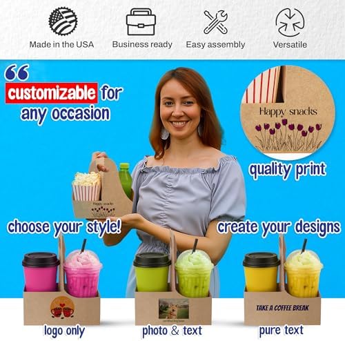 MT Products 2 Cup Drink Carrier 7.62" x 3.75" x 8.87" - Disposable Cup Holders for Transport - Made in USA