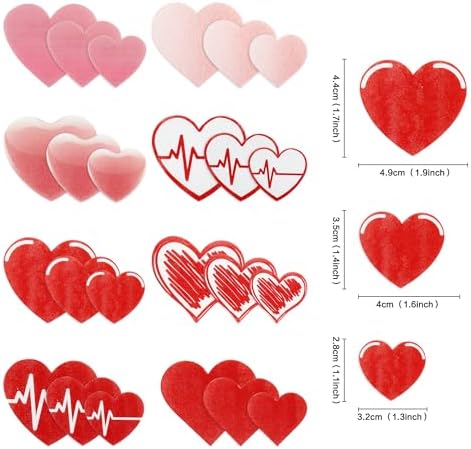 Ercadio 80Pack Edible Valentine's Day Heart Cupcake Toppers Red Edible Heart Cupcake Drink Toppers Picks Valentine's Day Nurses' Day Heart Birthday Mother's Day Party Cake Decorations