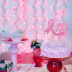 Cancer Free Cake Topper, Breast Cancer Awareness Cake Decor, Breast Cancer Pink Ribbon Sign Survivor Party Decoration Supplies - Pink Glitter