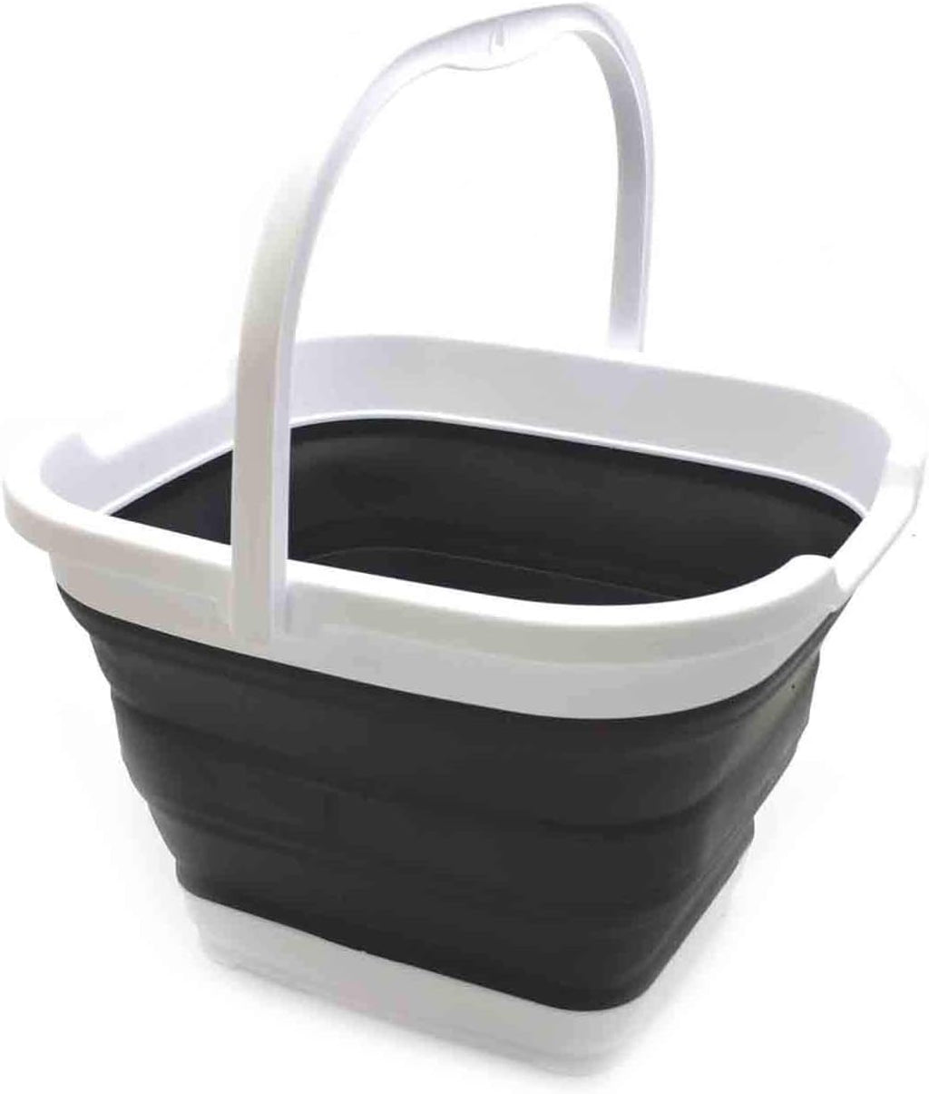 SAMMART 10L (2.64 Gallon) Collapsible Rectangular Handy Basket/Bucket (Black, 1)