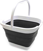 SAMMART 10L (2.64 Gallon) Collapsible Rectangular Handy Basket/Bucket (Black, 1)