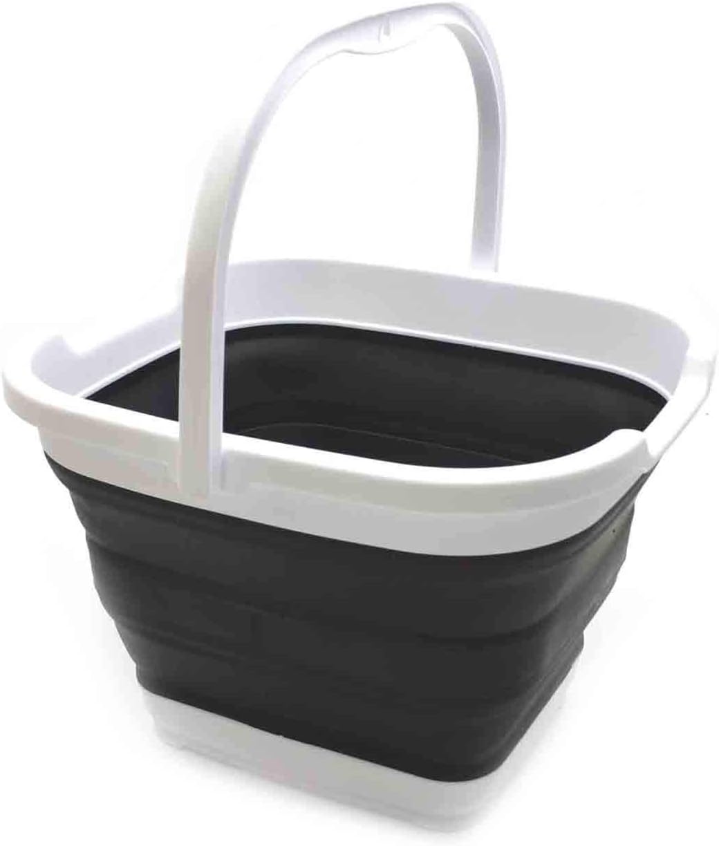 SAMMART 10L (2.64 Gallon) Collapsible Rectangular Handy Basket/Bucket (Black, 1)