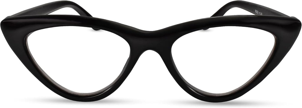 2SeeLife Premium Cat Eye TR-90 Reading Glasses for Women – Narrow–Medium Fit, Sturdy Frame, Spring Hinges, Stylish Readers, Black, +1.00