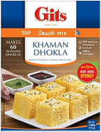 Gits Khaman Dhokla Instant mix 87.5 Oz (Pack of 5X17.5 Oz each) Ready to Cook Indian Breakfast, Snack Meal | 100% Vegetarian, Easy Recipe, No Artificial Colors, Flavors, Preservatives.