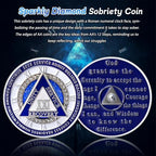 Sparkly Diamond 21 Year Sobriety Coin - 12 Steps Spin Triangle AA Coins - Clockwork Addiction Recovery AA Chips and Medallions - Celebrate 1-65 Prime Clean Alcoholics Anonymous Gifts for Men Women