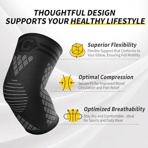 CAMBIVO 2 Elbow Sleeves and 1 Tennis Elbow Strap Set, Targeted Counterforce Compression for Tennis & Golfer's Elbow Relief, Adjustable Arm Support Kit for Tendonitis, Heavy Lifting and Workout