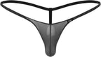 Vxuxlje Men's See Through Bulge Pouch T-Back G-String Mesh Sheer Low Rise Micro Thongs Tangas
