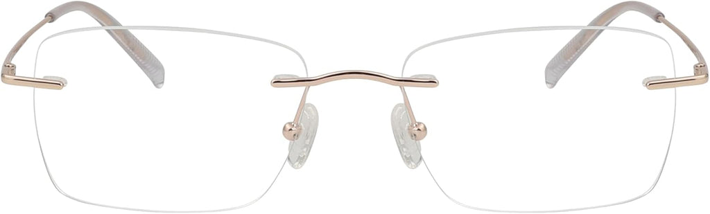 Eyekepper Titanium Rimless Reading Glasses Frameless Rectangle Readers Women Men Gold +1.25