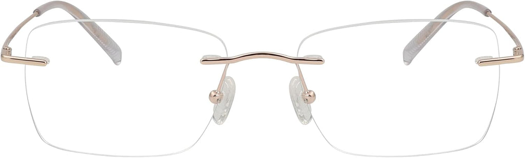Eyekepper Titanium Rimless Reading Glasses Frameless Rectangle Readers Women Men Gold +2.25