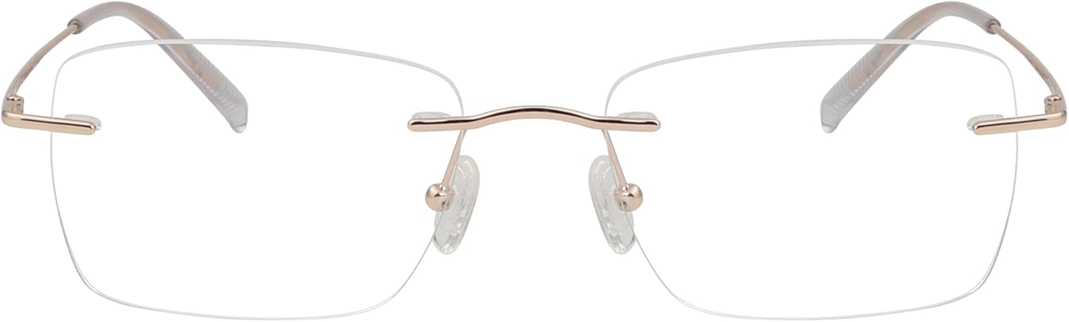 Eyekepper Titanium Rimless Reading Glasses Frameless Rectangle Readers Women Men Gold +1.50