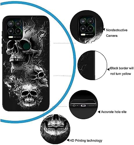 for Moto G Stylus 2021 5G Case, Ultra-Thin Soft Liquid Silicone Case Anti-Slip & Anti-Scratch & Shockproof Protective Cover for Moto G Stylus 2021 5G,Skull
