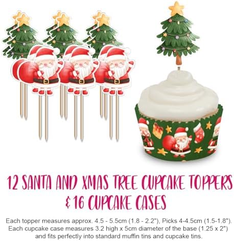 Anniversary House 28 pcs Christmas Cake Toppers, Santa Cupcake Decoration Set, Premium Cupcake Kit, J207