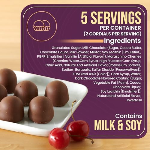 Queen Anne Cherry Cola Chocolate Covered Cordial Cherries | 6.6 oz | 10 Piece Gift Box | Whole Maraschino Cherry Creamy Filled Liquid Center | Holiday Party Chocolate Candy