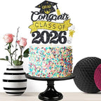 Class of 2026 Cake Topper Gold Glitter Congrats Grad Cake Topper You Did It Cake Decor for 2026 Senior High School/College/University Happy 2026 Graduation Party Supplies Decorations