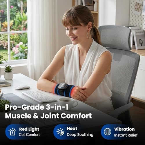 BOB AND BRAD Infrared Red Light Wrist Wrap, FSA-HSA Eligible, Cordless Heating Pad with Vibration Massage for Carpal Tunnel, Arthritis, Tendonitis Discomfort Relief, Joint Support for Hand, Arm, Elbow