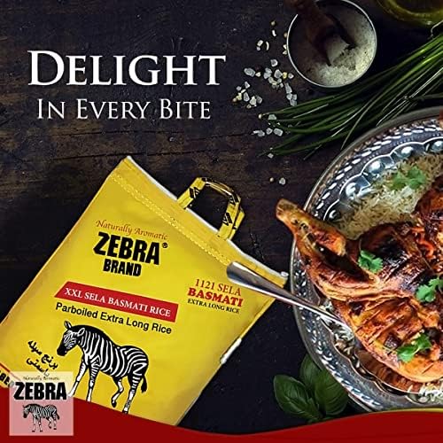 Zebra Basmati Rice - 1121 Sela XXL Parboiled Rice, (10 Lb) Extra Long Grain