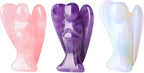 QINJIEJIE 3PCS Crystals Guardian Angel Stones Decor Amethyst Rose Quartz Opal Polished Gemstone Statue Cute Carved Gems Room Office Desk Angel Home Reiki Pocket Peace Angel Gifts for Women