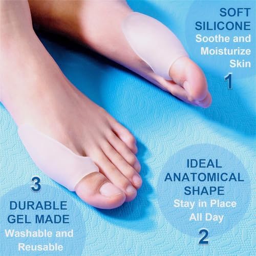 Bukihome 6 Pack Gel Bunion Shield, Bunion Protectors to Cushion Foot, Advanced Bunion Pads to Relieve Pain and Absorb Pressure - White
