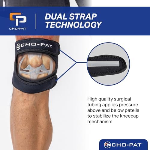 Cho-Pat Dual Action Lite, Adjustable & Lightweight Knee Support Strap for Tendonitis, Meniscus Tears, and Pain Relief, Large/X-Large (OSFM)