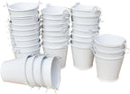 30pcs Mini Metal Bucket Tin Candy Box Buckets Souvenirs Gift Pails Perfect for Party Favors, Candy, Votive Candles, Trinkets, Small Plants (White)
