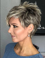 ccXrC Layered Gray Wavy Wigs for White Women Short Hair Ombre Gray Pixie Synthetic Wig Natural Curly Short Hairstyle for Older Women Natural Looking Daily Party Wig