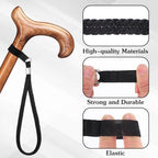 2PCS Walking Cane Wrist Strap, Adjustable Walking Stick Wrist Straps Elderly Crutches Accessories for Foldable Walking Stick Standing Canes (Black)