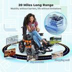 20Miles Long Travel Range,Lightweight Reclining Electric Wheelchair for Adults,All Terrain Foldable Intelligent Motorized Wheelchair,Power Reclining Wheelchair for Travel and Daily Use(Wider 21")
