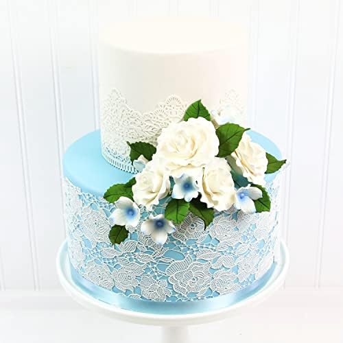 Global Sugar Art Hydrangea Blossom Sugar Cake Flowers, White with Blue - Wired- 36 Count by Chef Alan Tetreault