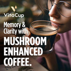 VitaCup Mushroom Coffee Grounds, with Lions Mane, Chaga, B Vitamins, D3, Boost Focus, Immunity, Memory & Clarity, Medium Dark Roast, Bold & Smooth 100% Arabica Specialty, 10 Oz