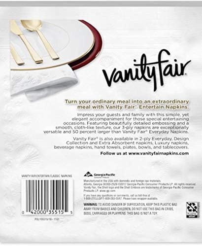 Vanity Fair Impressions 3-ply Napkins, 60 Count, Pack of 2