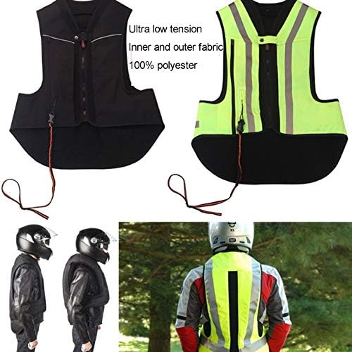 Reflective Protective Airbag Vest Motorcycle Anti-Fall Vest 600D Canvas Fabric, Wear-Resistant and Breathable Washable (No CO2 Gas Cylinder) (Color : D Black, Size : Large)