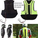 Reflective Protective Airbag Vest Motorcycle Anti-Fall Vest 600D Canvas Fabric, Wear-Resistant and Breathable Washable (No CO2 Gas Cylinder) (Color : D Green, Size : X-Large)