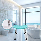 Bath Stool,Shower Chair with Shower Slot,Adjustable Height Anti-Slip Seat for Bathroom Safety - Senior/Handicap,Aluminium Frame,Blue