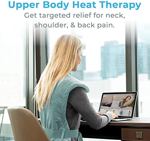 Pure Enrichment PureRelief XL Back & Neck Heating Pad- Safe Heat Therapy for Sore Muscles, Pain, & Cramps in Neck, Back, & Shoulders - 4 Heat Settings w/Auto Shut-Off, Soft Fabric (Sea Glass)