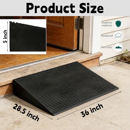 EVA Threshold Ramp for Wheelchairs, Scooter, Walker, Driveway Curb Handicap Ramp 36" X 28.5" X 5" with Non-Slip Surface for Home Doorways,880 lbs Load Capacity (36 X 28.5 X 5 in)